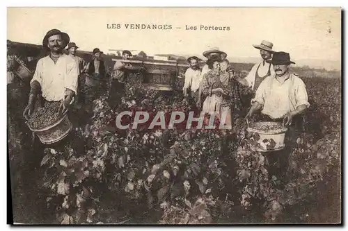Cartes postales Folklore Vin Vignoble Vendanges Les porteurs