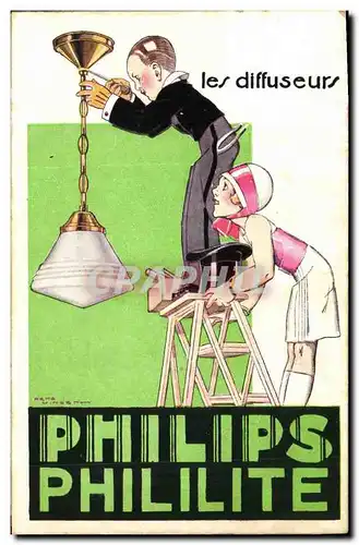 Cartes postales Publicite Les diffuseurs Philips Phililite Enfants