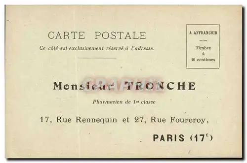 Ansichtskarte AK Publicite Monsieur Tronche Pharmacien Rue Rennequin Rue Fourcoy Paris 17eme