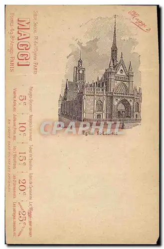 Cartes postales Publicite Maggi Eglise St Laurent Paris Bd Arago