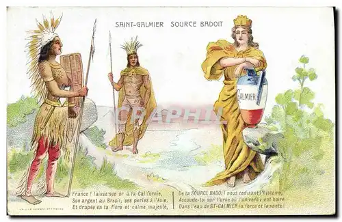 Cartes postales Publicite Saint Galmier Source Badoit Indien