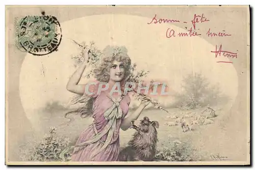 Cartes postales Fantaisie Femme Chien