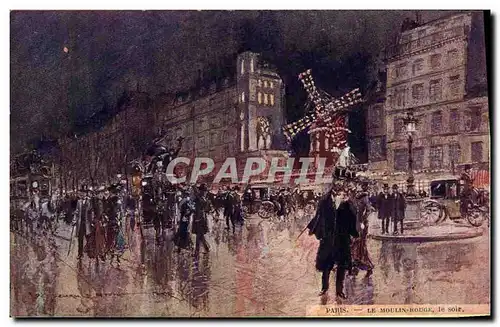 Cartes postales Paris Illustrateur Le Moulin Rouge Le soir