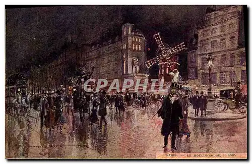 Cartes postales Paris Illustrateur Le Moulin Rouge Le soir