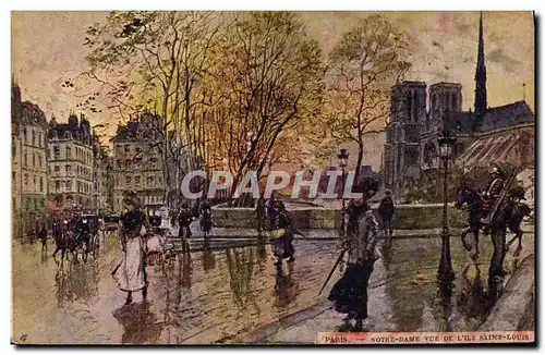 Cartes postales Paris Illustrateur Notre Dame vue de l&#39Ile Saint Louis