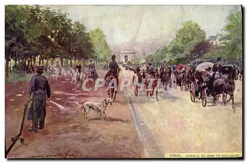 Ansichtskarte AK Paris Illustrateur Avenue du Bois de Boulogne