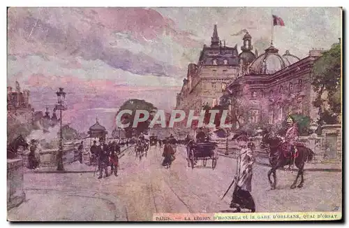Cartes postales Paris Illustrateur La Legion d&#39honneur et la Gare d&#39Orleans Quai d&#39Orsay