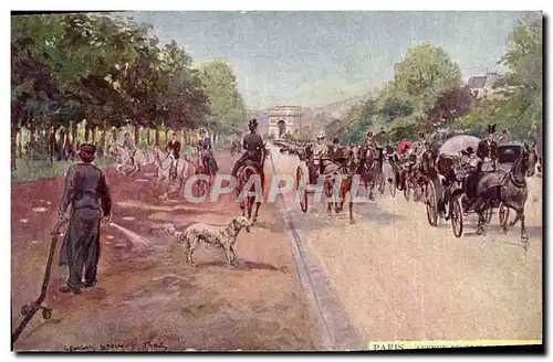 Cartes postales Paris Illustrateur Avenue du Bois de Boulogne Chien