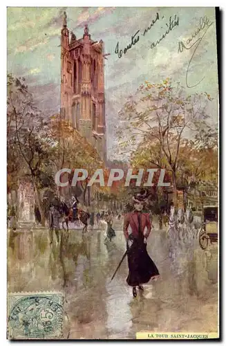 Cartes postales Paris Illustrateur La Tour Saint Jacques