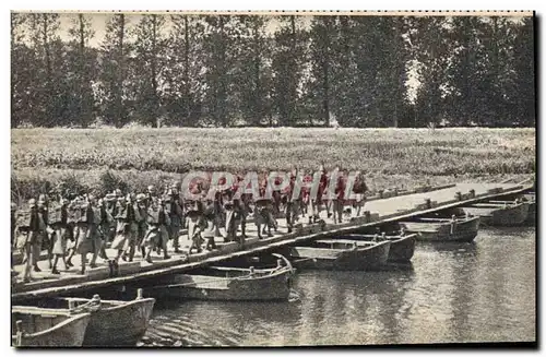 Moderne Karte Militaria Pont de bateaux