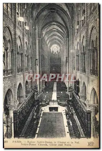 Cartes postales Orgue Paris Eglise Notre Dame Le choeur et la nef