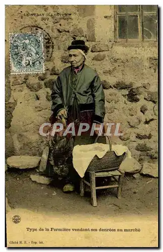 Cartes postales Folklore le Velay Type de la Fermiere vendant ses denrees au marche