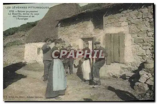 Ansichtskarte AK Folklore Cevennes La bourree danse du pays des Cevennes et de l&#39Auvergne (carte toilee)