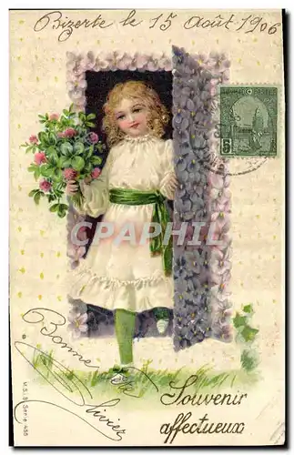 Ansichtskarte AK Fantaisie Fleurs Enfant