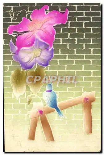 Cartes postales Fantaisie Fleurs Oiseau