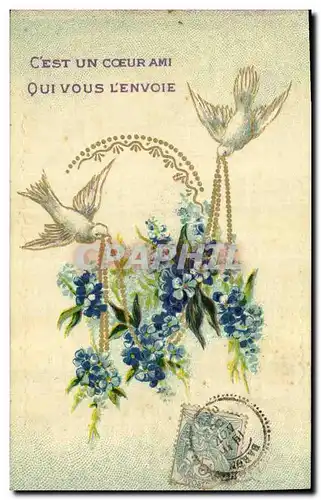 Cartes postales Fantaisie Fleurs Colombes