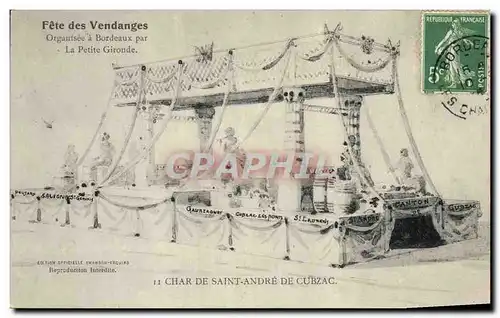 Cartes postales Vin Fete des Vendanges Organisee a Bordeaux par La Petite Gironde Char de Saint Andre de Cubzac