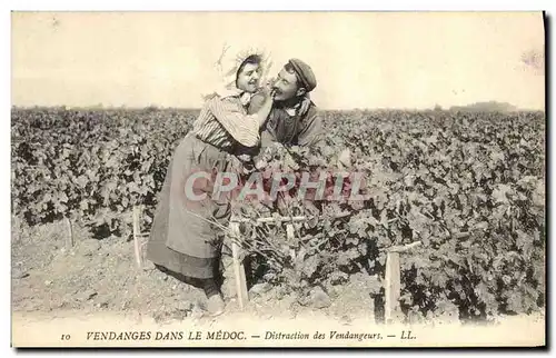 Cartes postales Vin Vendanges dans le Medoc Distraction des vendangeurs TOP