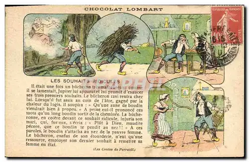 Cartes postales Publicite Chocolat Lombart Les souhaits ridicules Contes de Perrault