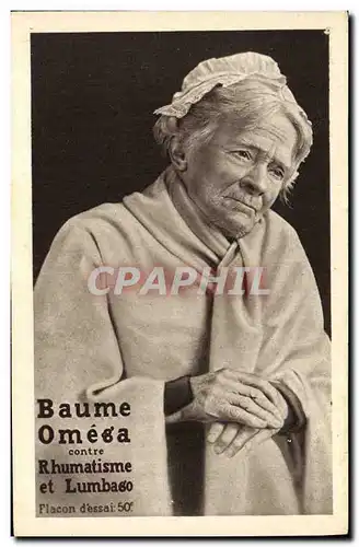 Cartes postales Publicite Baume Omega contre rhumatisme et lumbago