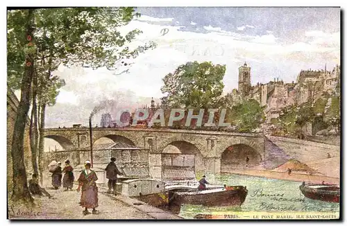 Cartes postales Fantaisie Illustrateur Paris Le pont Marie Ile Saint Louis