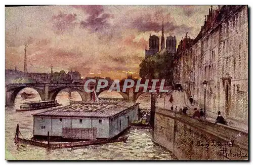 Ansichtskarte AK Fantaisie Illustrateur Paris Notre Dame