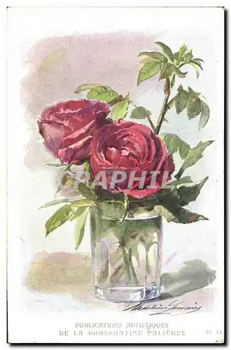 Cartes postales Fantaisie Fleurs Phosphatine Fallieres