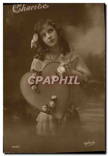 Cartes postales Fantaisie Fleurs Enfant Coeur
