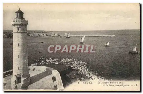 Cartes postales Phare Saint louis et la jetee Frontignan Cette Bateaux