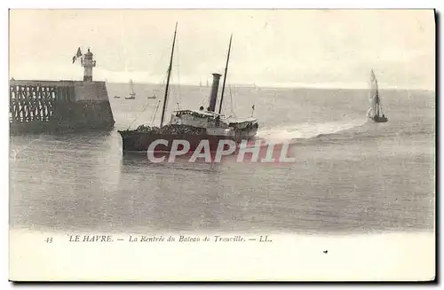 Ansichtskarte AK Phare Le Havre La rentree du bateau de Trouville