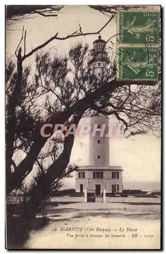 Cartes postales Phare Vue prise a travers les tamaris Biarritz