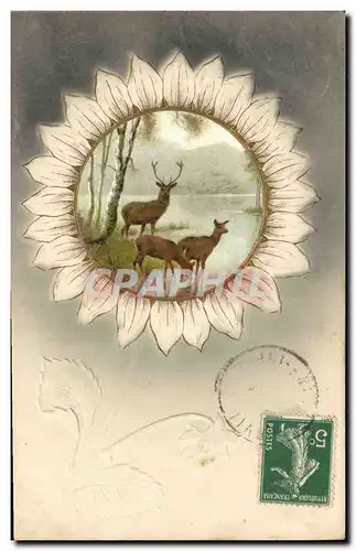 Cartes postales Fantaisie Fleurs Biches