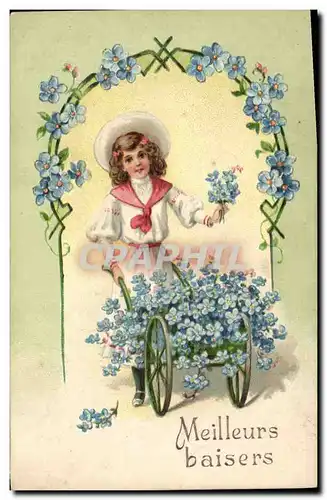 Cartes postales Fantaisie Fleurs Enfant