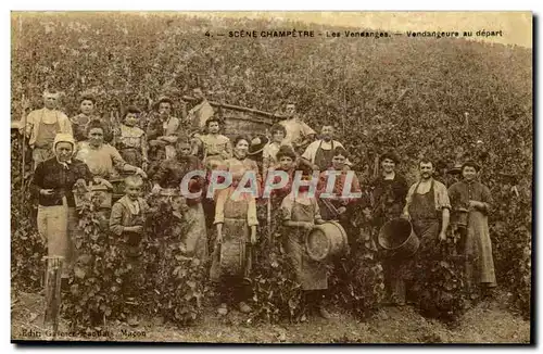 Cartes postales Vin Vendanges Vendangeurs au depart TOP