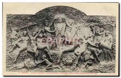 Cartes postales Vin Vendanges Reims Caves Pommery Le triomphe de Bacchus Bas relief sculpte dans la craie