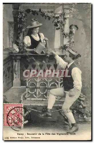 Ansichtskarte AK Vin Vendanges Vevey Souvenir de la Fete des vignerons 1905