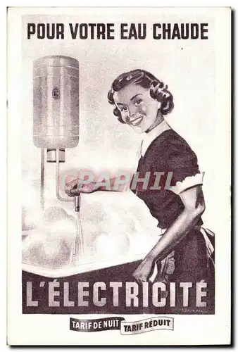 Cartes postales Publicite Pour votre eau chaude L&#39electricite Tarif de Nuit Tarif reduit