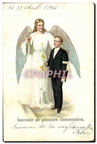 Ansichtskarte AK Fantaisie Communion Enfant Ange