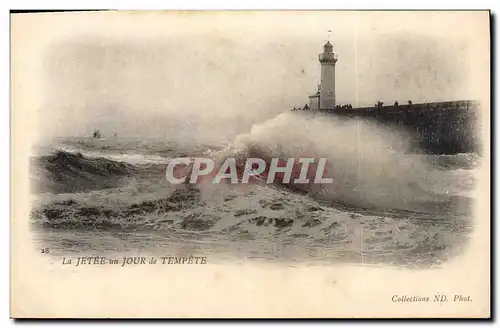 Ansichtskarte AK Phare Le jetee un jour de tempete