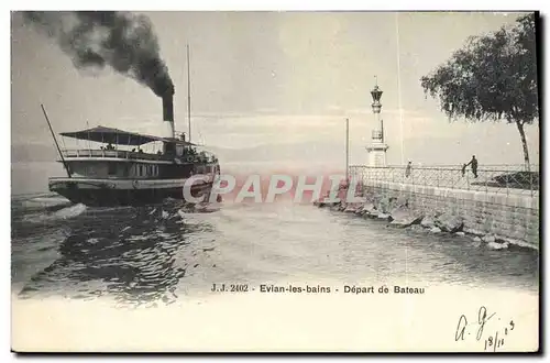 Ansichtskarte AK Phare Evian les Bains Depart de bateau