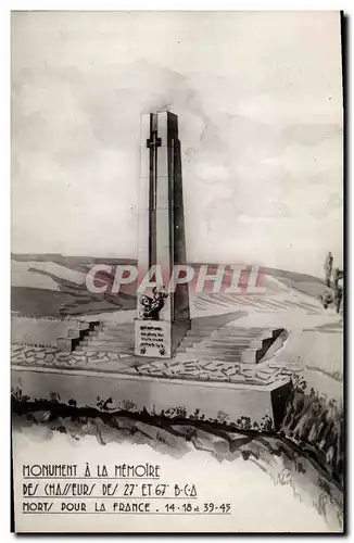Cartes postales moderne Militaria Monument a la Memoire des Chasseurs des 27 et 67eme BCA