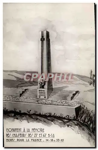 Moderne Karte Militaria Monument a la Memoire des Chasseurs des 27 et 67eme BCA