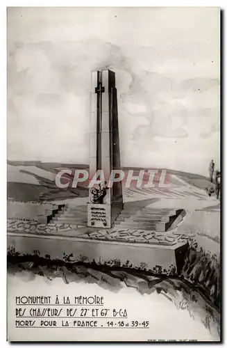 Moderne Karte Militaria Monument a la Memoire des Chasseurs des 27 et 67eme BCA