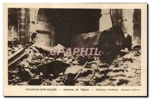 Cartes postales moderne Militaria Oradour sur Glane Interieur de l&#39eglise Voiture d&#39enfants