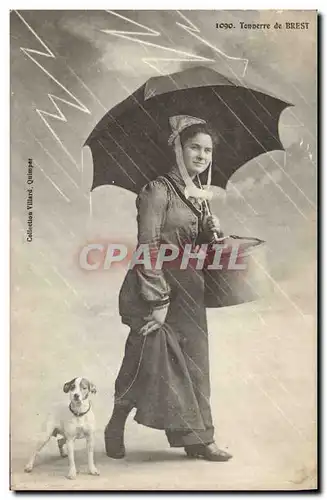 Cartes postales Folklore Femme Tonnerre de Brest Chien