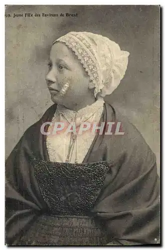 Ansichtskarte AK Folklore Jeune fille des environs de Brest