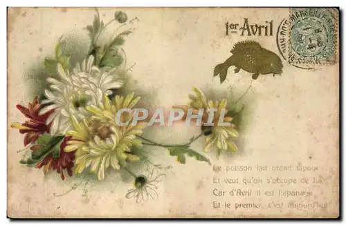 Cartes postales Fantaisie Fleurs Poisson 1er Avril