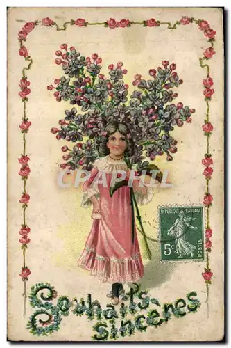 Cartes postales Fantaisie Fleurs Enfant