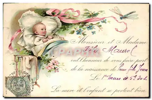 Cartes postales Fantaisie Fleurs Enfant Bebe