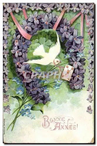 Cartes postales Fantaisie Fleurs Colombe